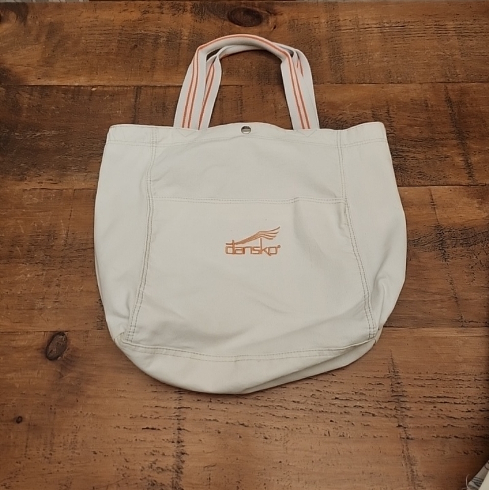 Dansko Cream Tote Bag with Orange Accents
